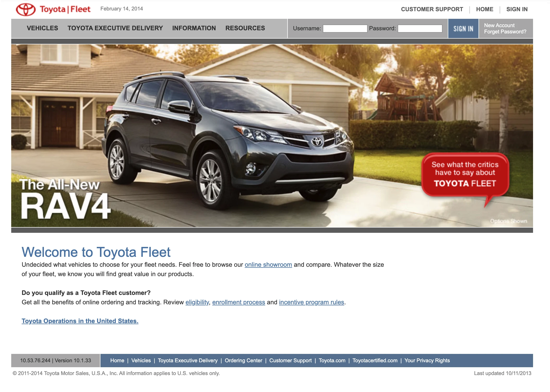 Toyota Fleet Website Screenshot