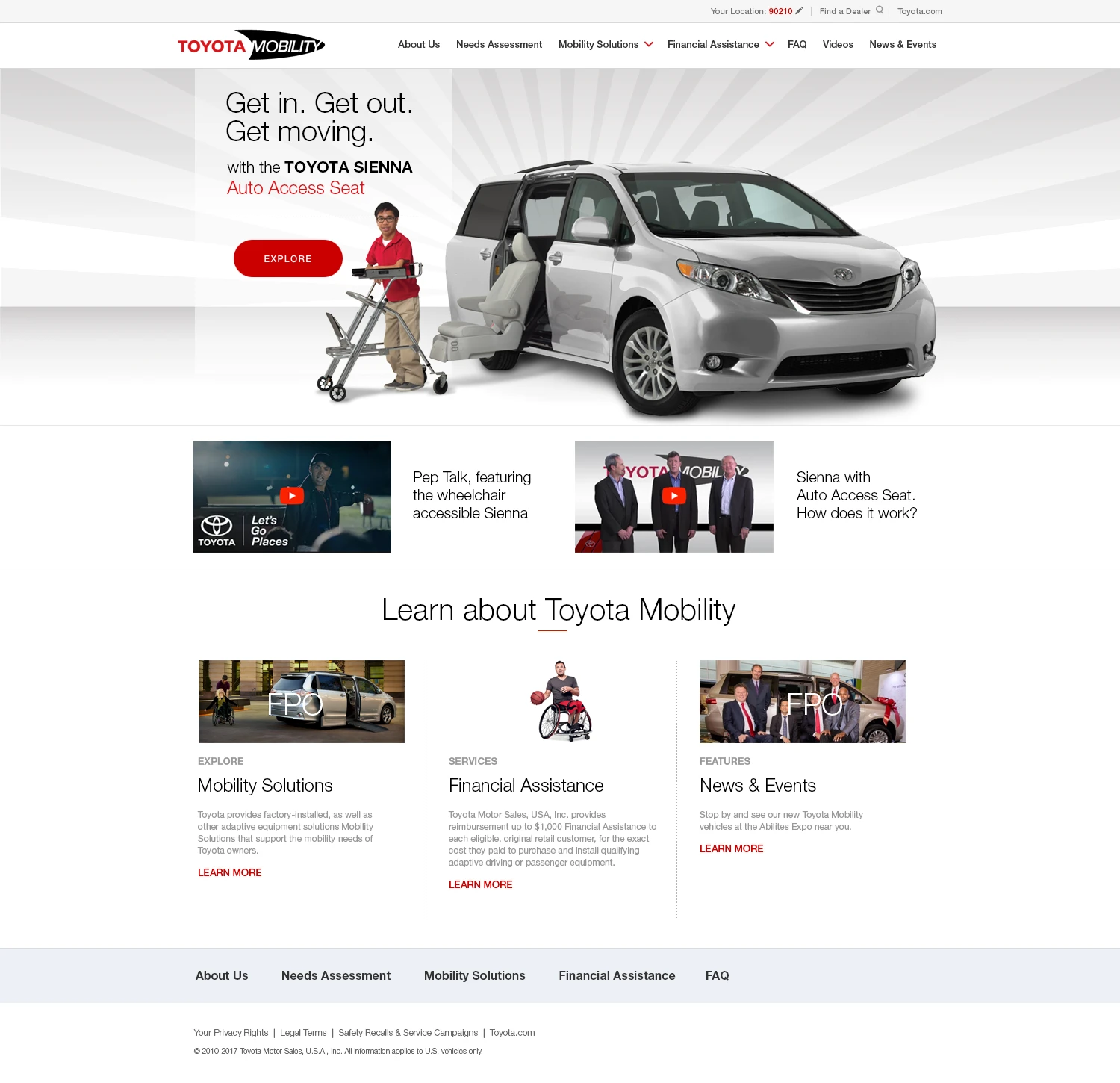Toyota Mobility Website Screenshot