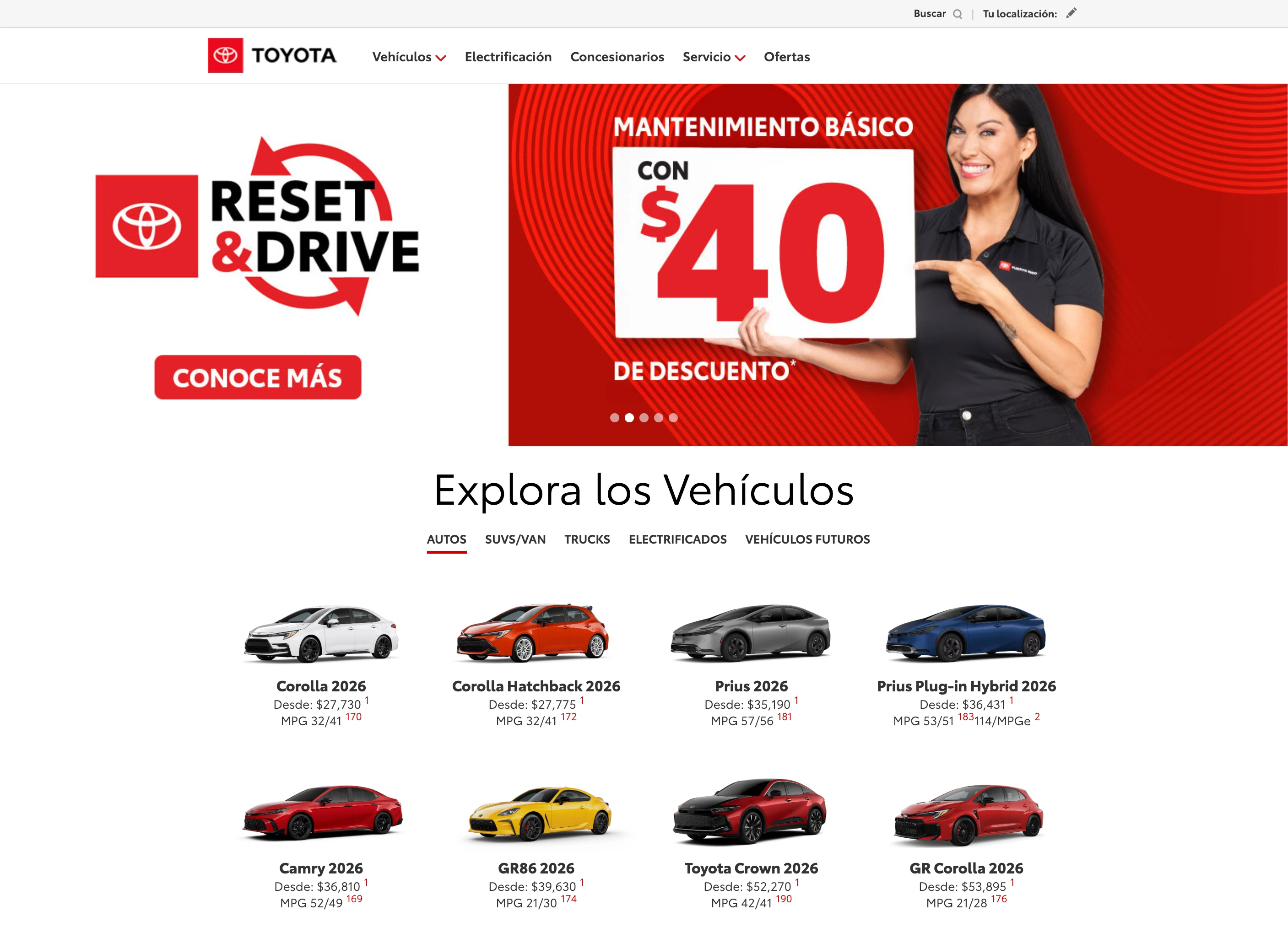 Toyota Puerto Rico Website Screenshot