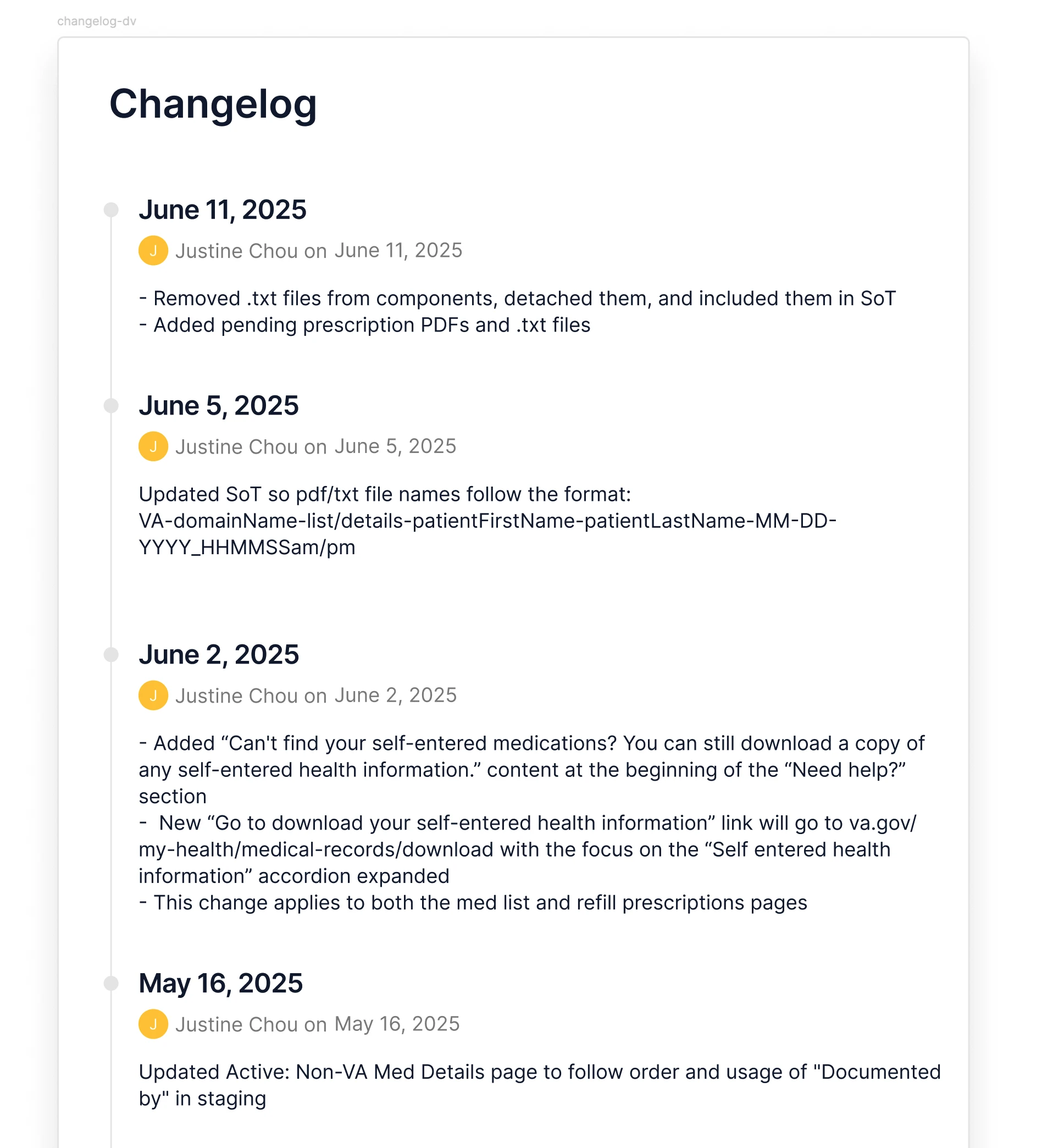 VA.gov Medications Changelog